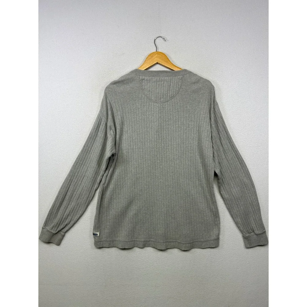 Gorpcore Levi Strauss & Co Mens L Gray Ribbed Cotton Long Sleeve Henley Shirt
